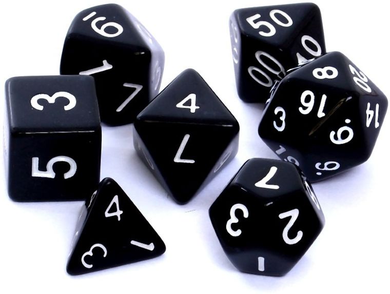 Rebel, komplet kości RPG, matowe, czarne