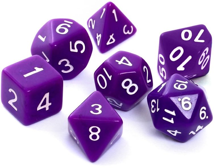 Rebel, komplet kości RPG, matowe, fioletowe