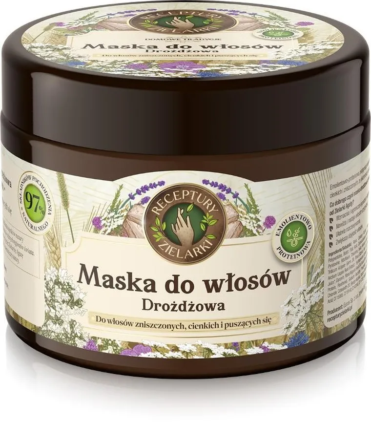 Receptury Zielarki, Domowe tradycje, maska drożdżowa do włosów zniszczonych,cienkich i puszących się, 300 ml