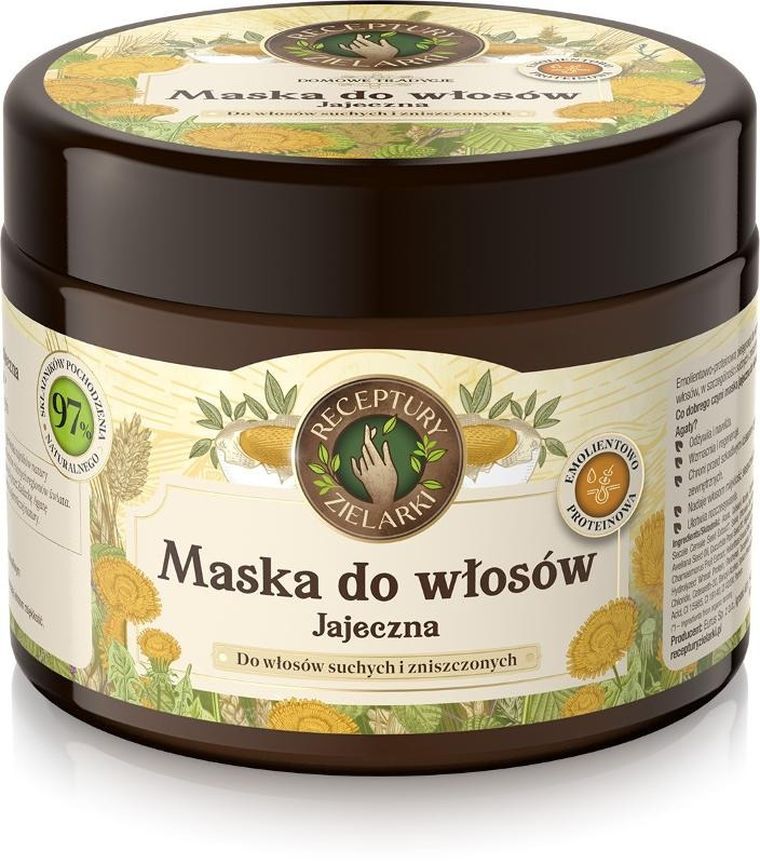 Receptury Zielarki, Domowe tradycje, maska jajeczna do włosów suchych i zniszczonych, 300 ml