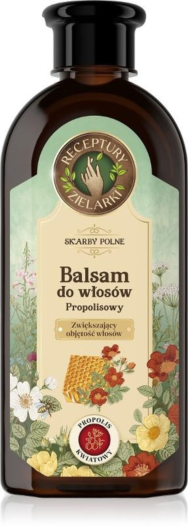 Receptury Zielarki, Skarby polne, balsam z propolisem kwiatowym zwiększający objętość włosów, 350 ml