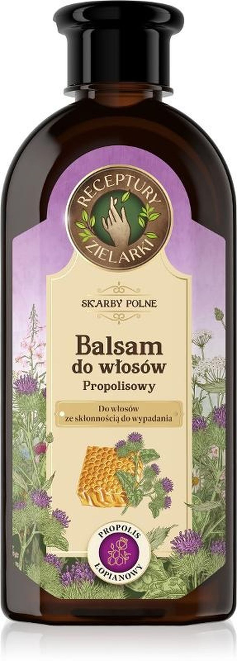 Receptury Zielarki, Skarby polne, balsam z propolisem łopianowym do włosów wypadających, 350 ml