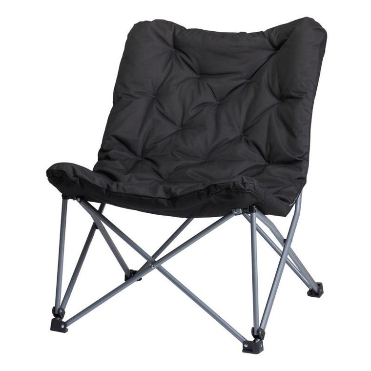 Redcliffs, krzesło kempingowe z poduszką adve, czarne, 74-83-91 cm