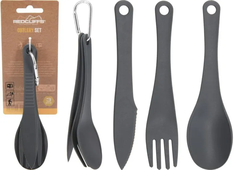 Redcliffs, sztućce turystyczne, plastikowe, 3w1