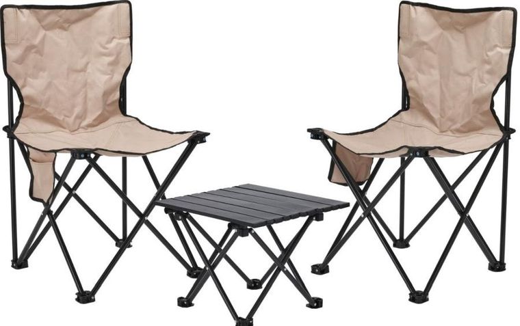RedCliffs, zestaw turystyczny składany 3w1, stolik i 2 krzesła, beżowy