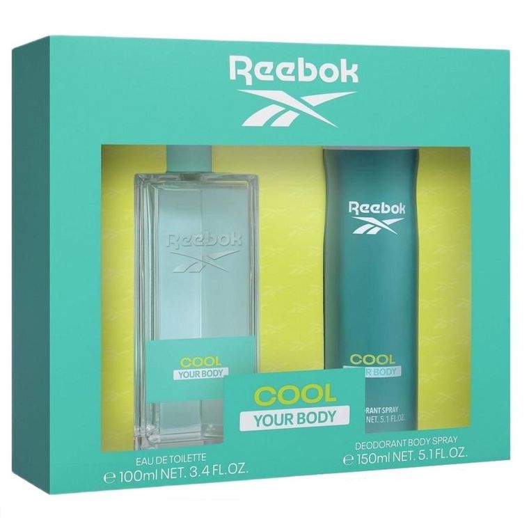 Reebok, Cool Your Body Women, zestaw, woda toaletowa, spray, 100 ml + dezodorant, spray, 150 ml