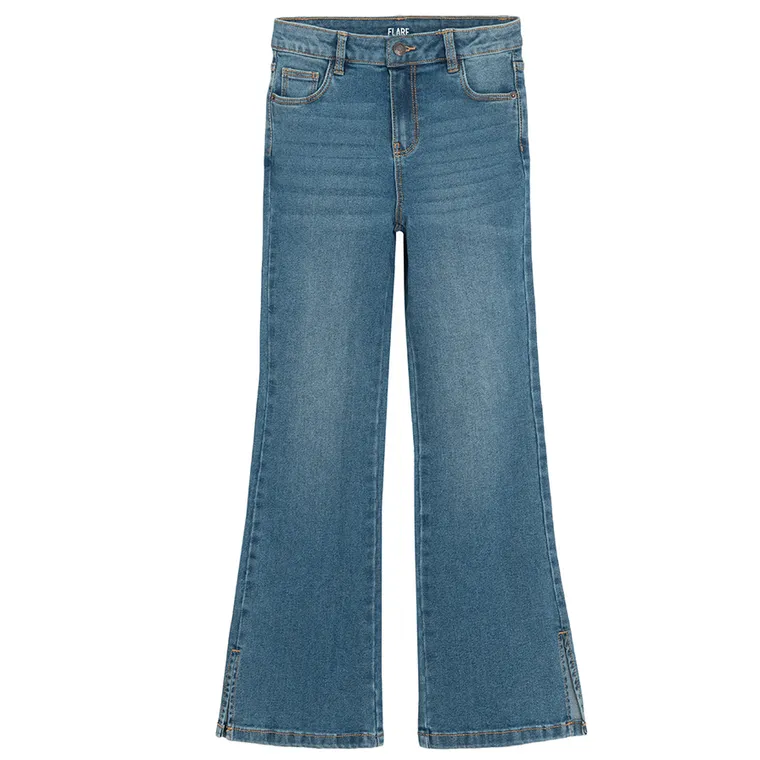 Regulowane spodnie jeansowe flare z przetarciami Cool Club