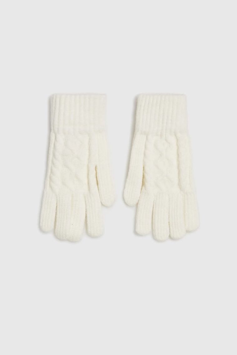 Rękawiczki damskie, białe, Moodo