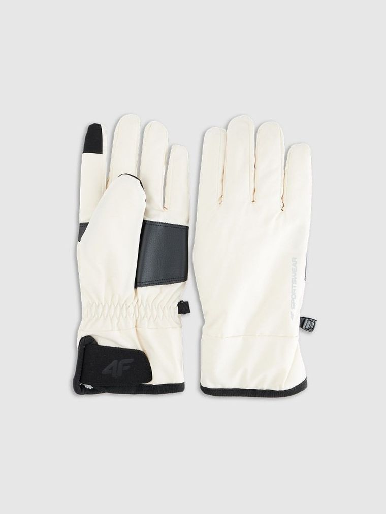 Rękawiczki damskie, ecru, do ekranów dotykowych, 4F