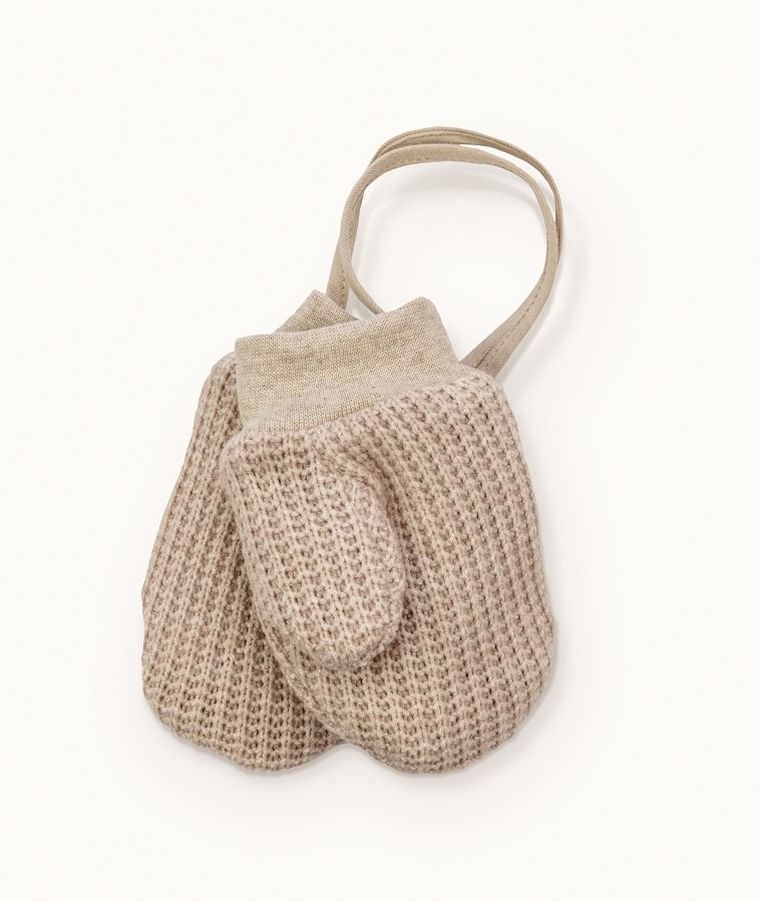 Rękawiczki dziecięce na sznurku, beżowe, Iltom