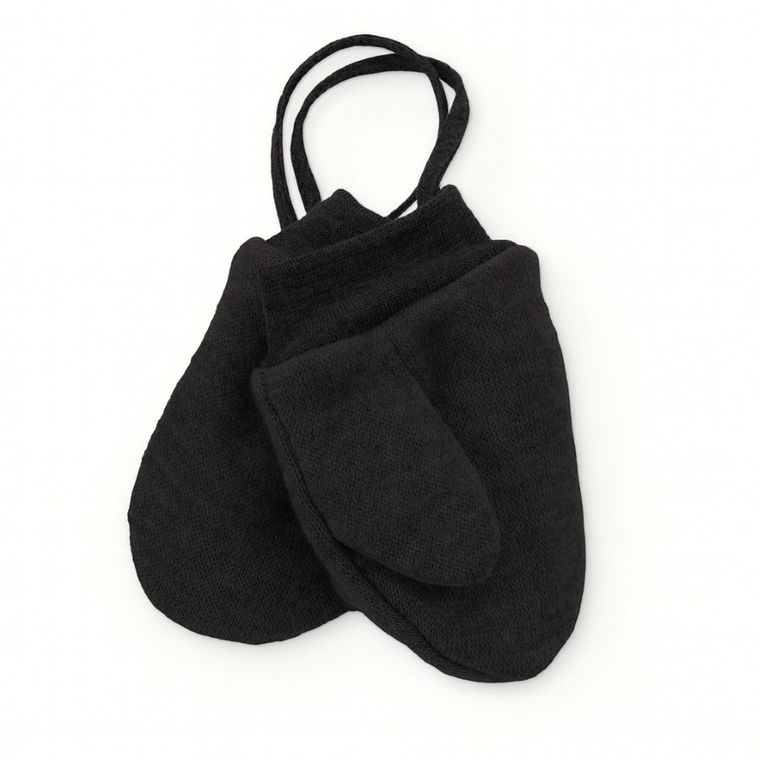 Rękawiczki dziecięce na sznurku, czarne, Iltom