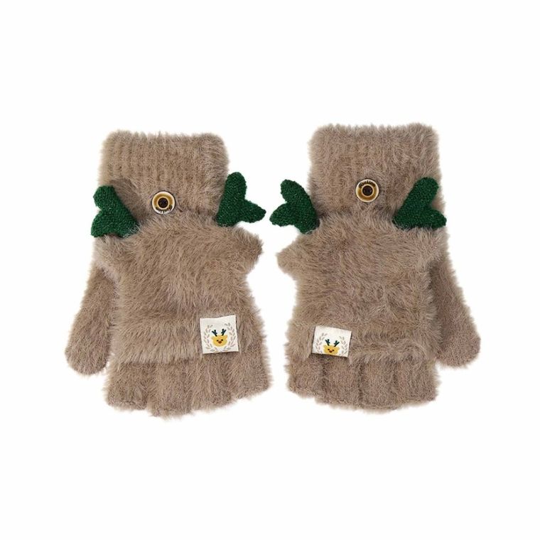 Rękawiczki dziewczęce bez palców, beżowe, Rak