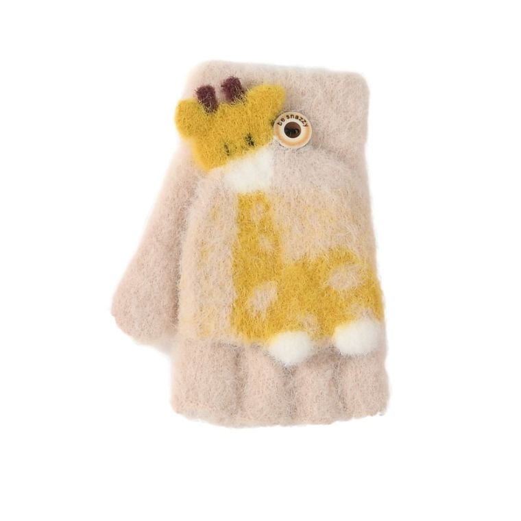 Rękawiczki dziewczęce bez palców, beżowe, Rak