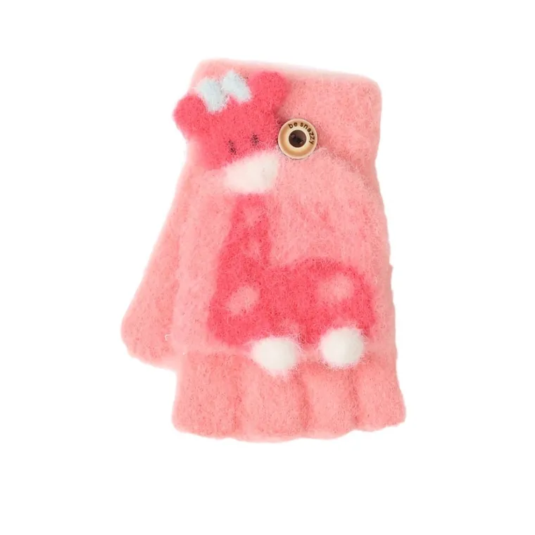 Rękawiczki dziewczęce bez palców, różowe, Rak