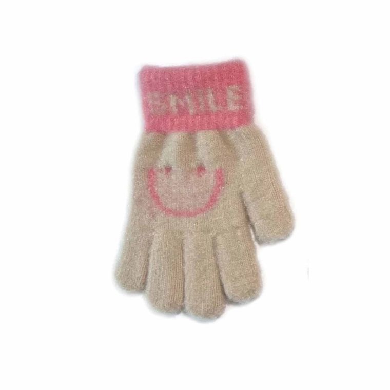 Rękawiczki dziewczęce, beżowe, Rak