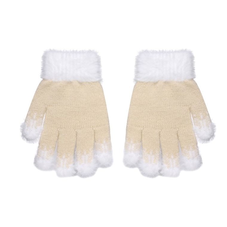 Rękawiczki dziewczęce, beżowe, Rak