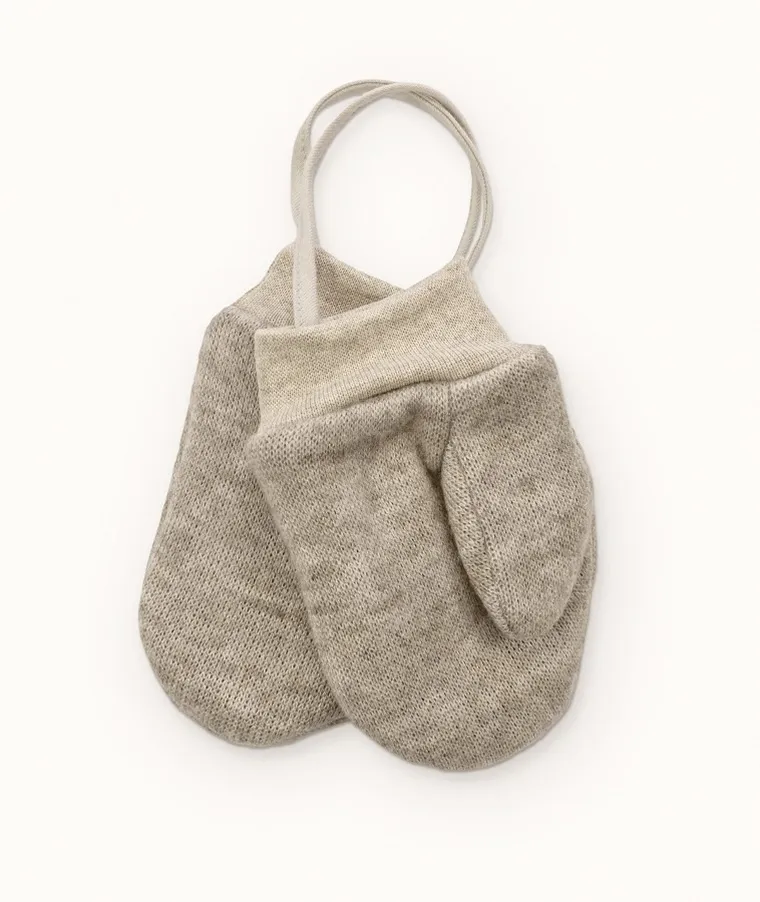 Rękawiczki dziewczęce na sznurku, beżowe, Iltom