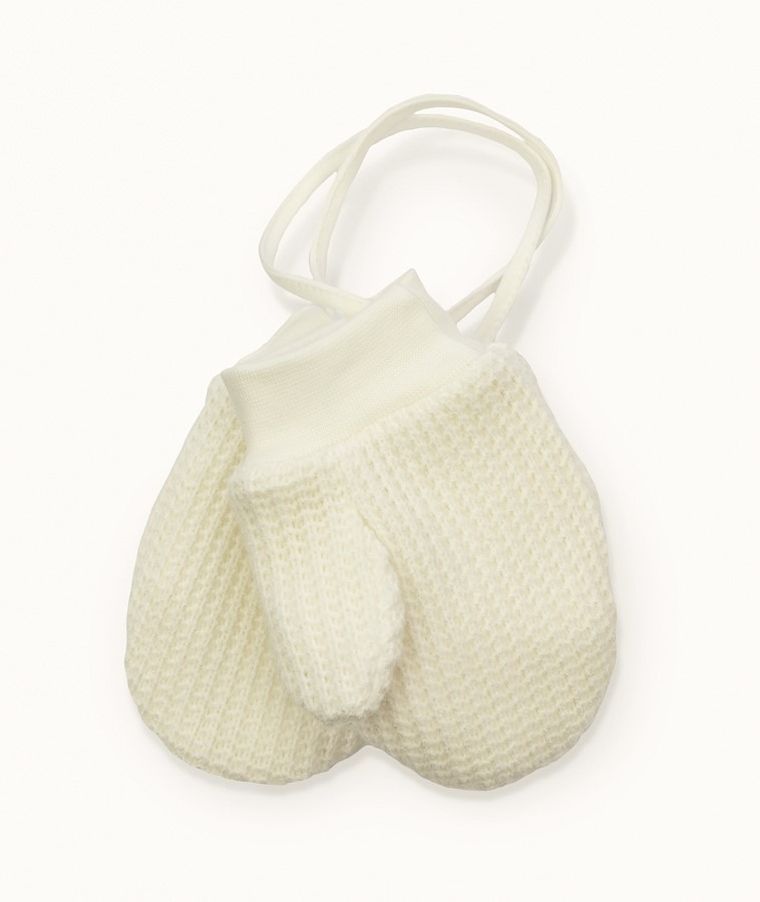 Rękawiczki dziewczęce na sznurku, ecru, Iltom