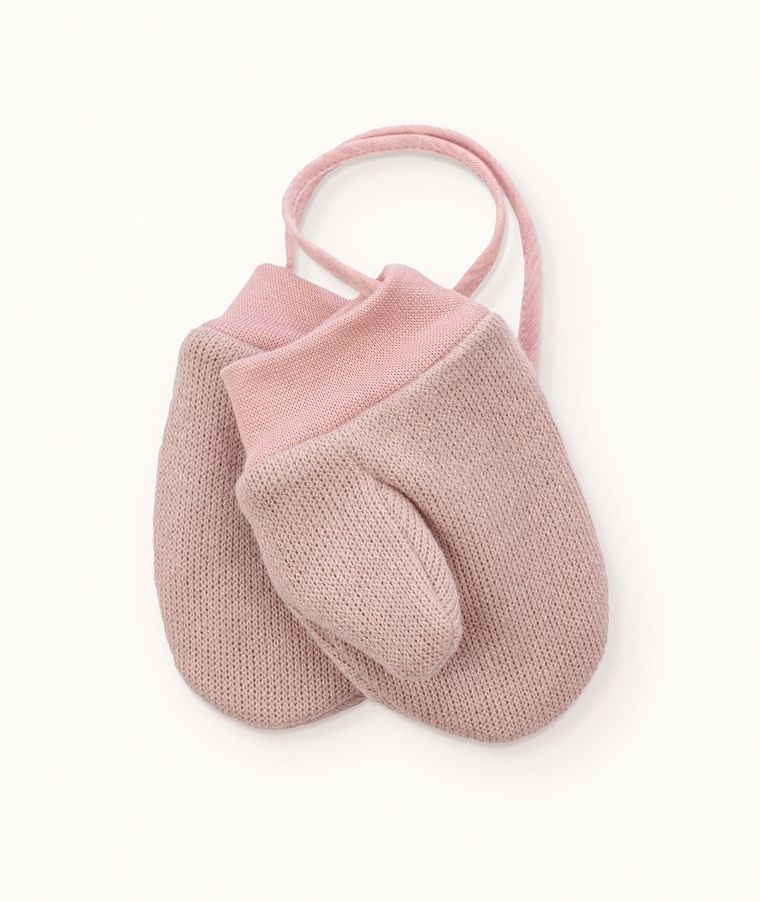 Rękawiczki dziewczęce na sznurku, różowe, Iltom