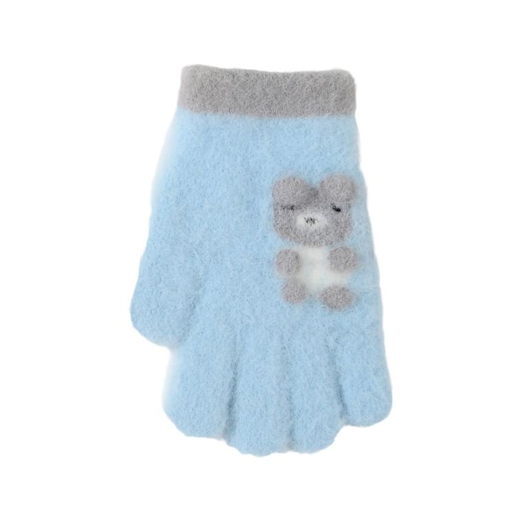 Rękawiczki dziewczęce, niebieskie, Rak