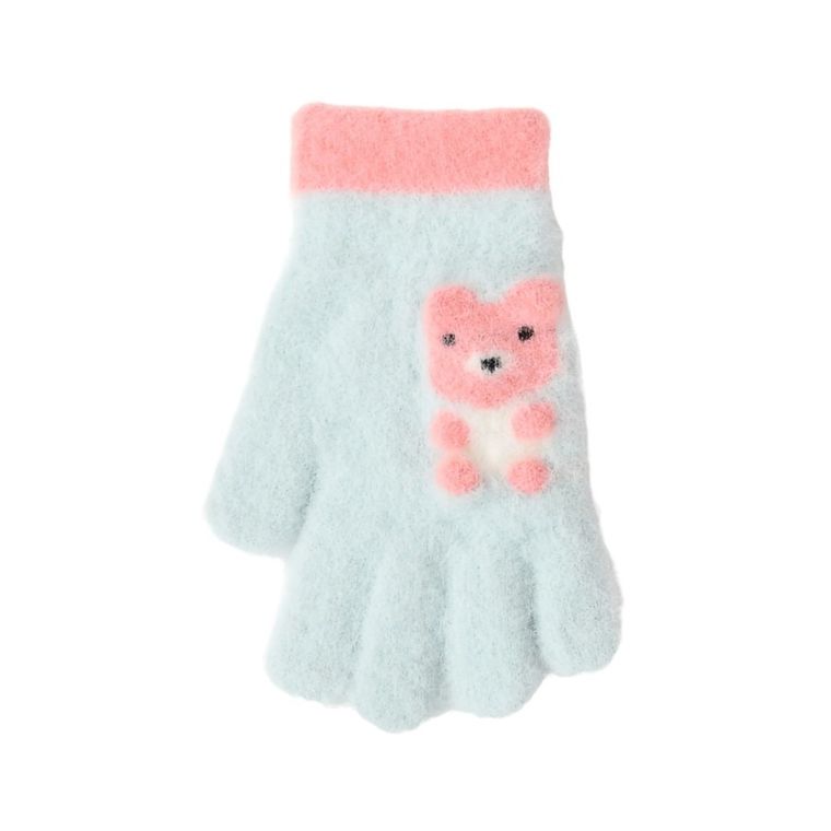 Rękawiczki dziewczęce, niebieskie, Rak