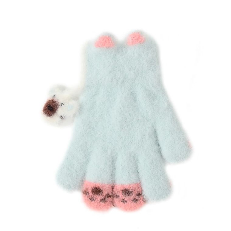 Rękawiczki dziewczęce, niebieskie, Rak