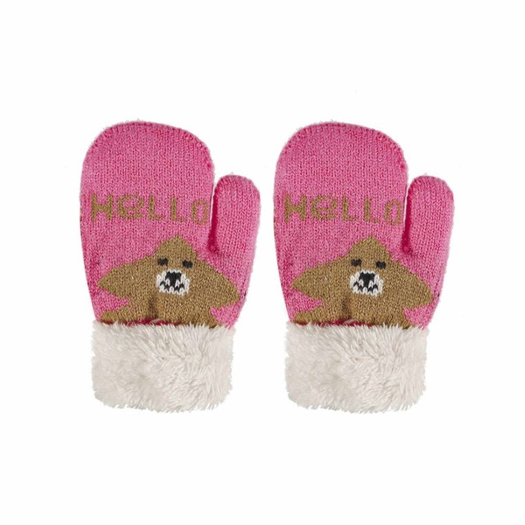 Rękawiczki dziewczęce, różowe, Rak