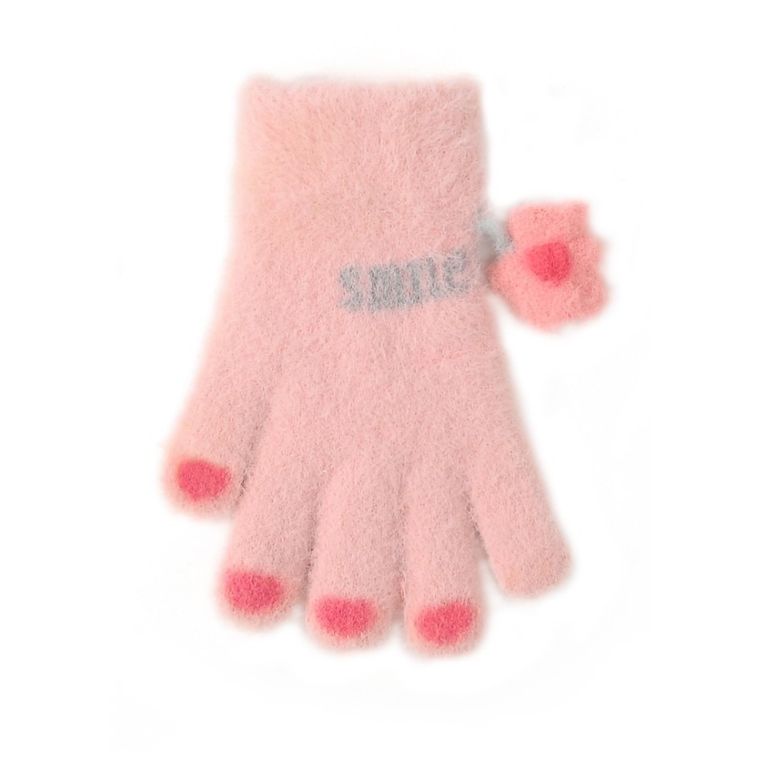 Rękawiczki dziewczęce, różowe, Rak