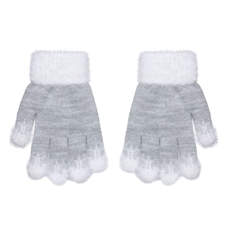 Rękawiczki dziewczęce, szare, Rak