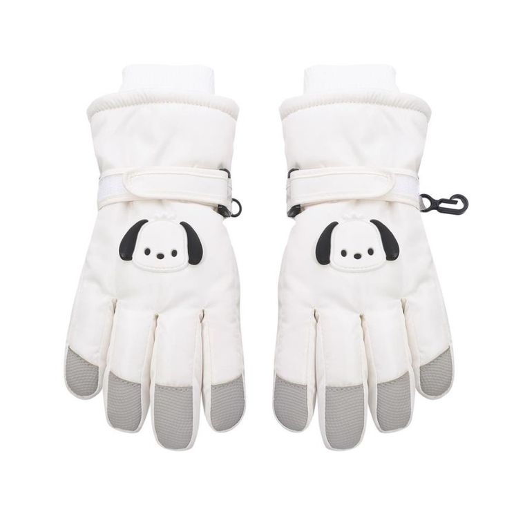 Rękawiczki narciarskie dziewczęce, białe, Rak