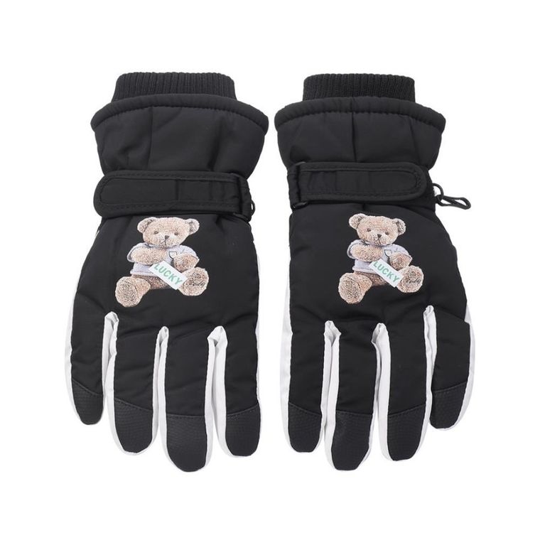 Rękawiczki narciarskie dziewczęce, czarne, Rak