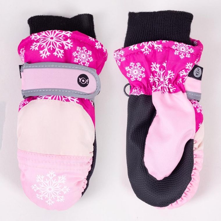 Rękawiczki narciarskie dziewczęce, różowe, Yoclub