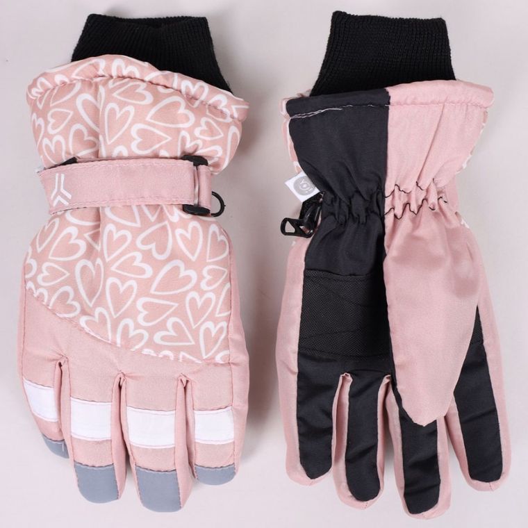 Rękawiczki narciarskie dziewczęce, różowe, Yoclub