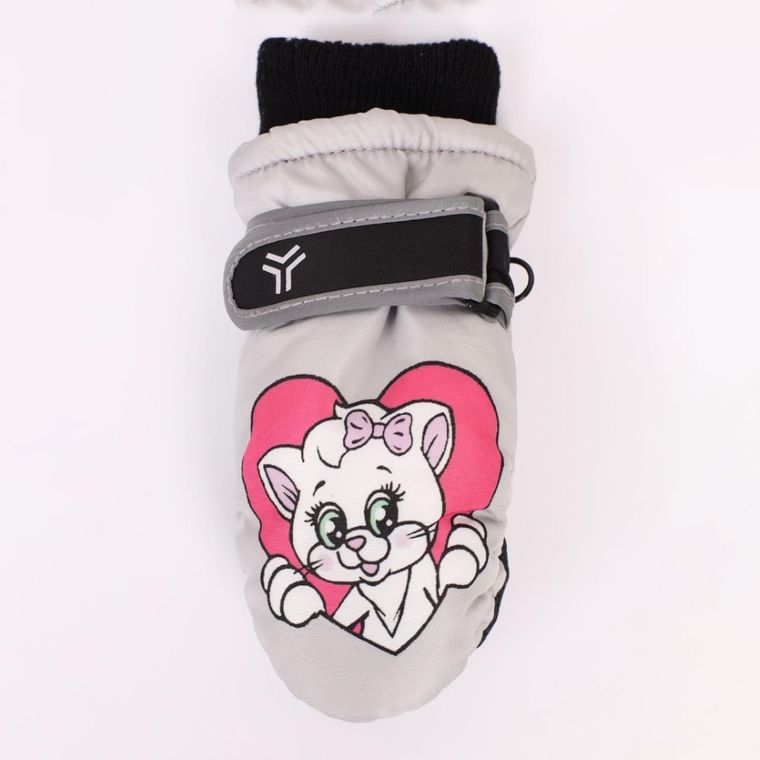 Rękawiczki narciarskie dziewczęce, szare, Yoclub