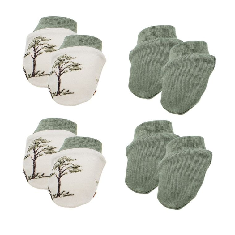 Rękawiczki niedrapki chłopięce, ecru, zestaw, 4 szt., Nicol