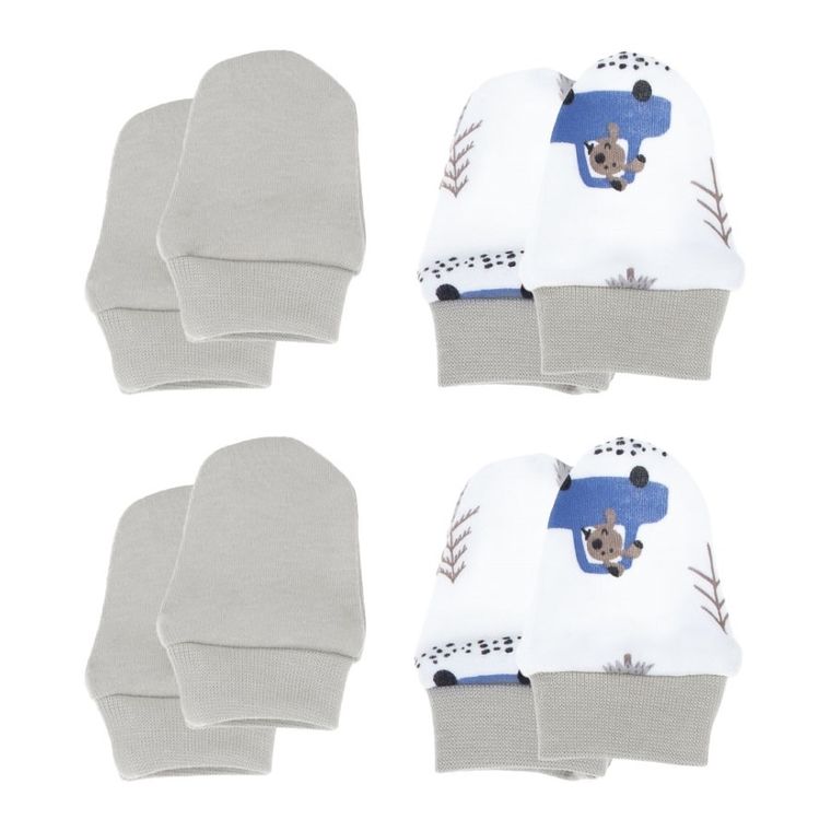 Rękawiczki niedrapki chłopięce, mix, zestaw, 4 szt., Nicol