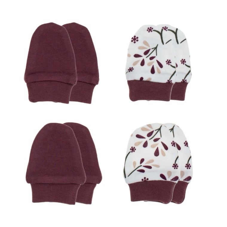 Rękawiczki niedrapki dziewczęce, mix, zestaw, 4 szt., Nicol