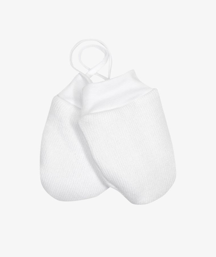 Rękawiczki zimowe niemowlęce na sznurku, białe, Iltom