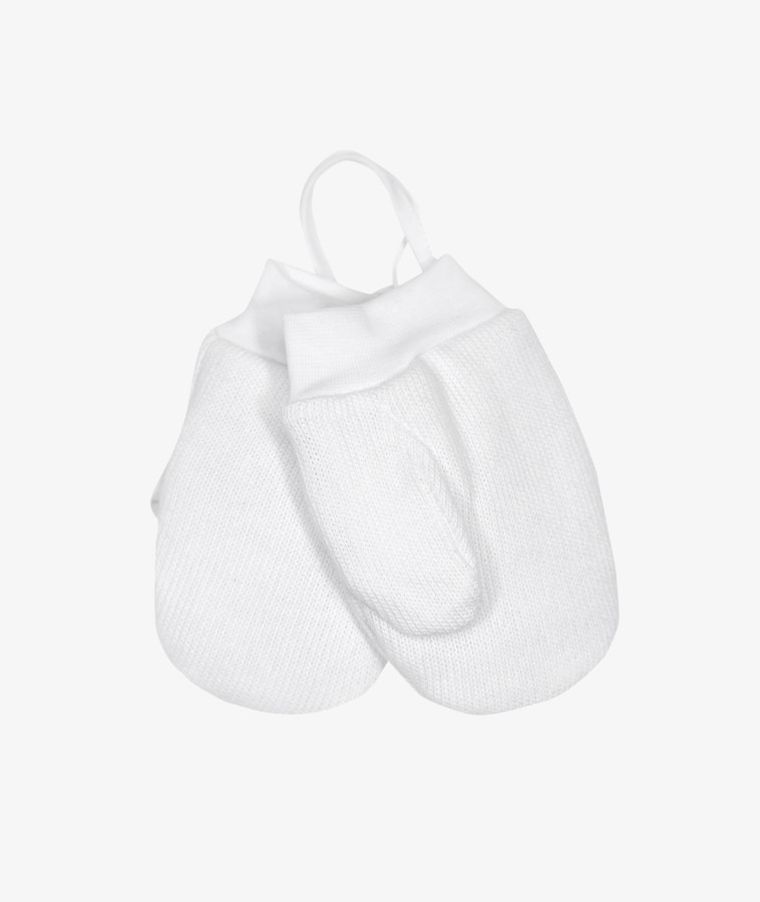 Rękawiczki zimowe niemowlęce na sznurku, białe, Iltom