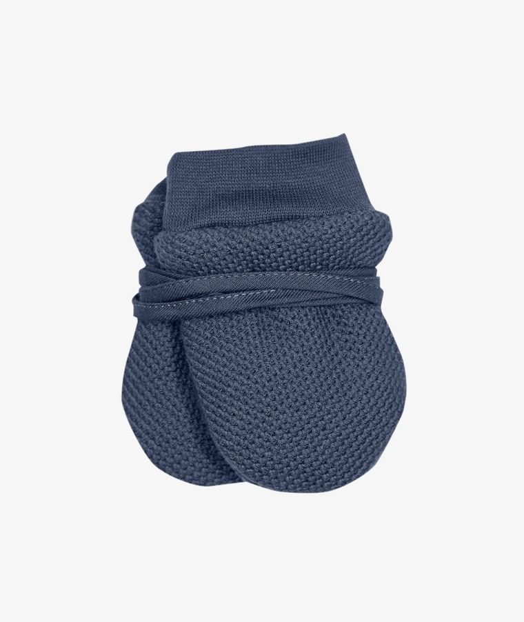 Rękawiczki zimowe niemowlęce na sznurku, granatowe, Iltom