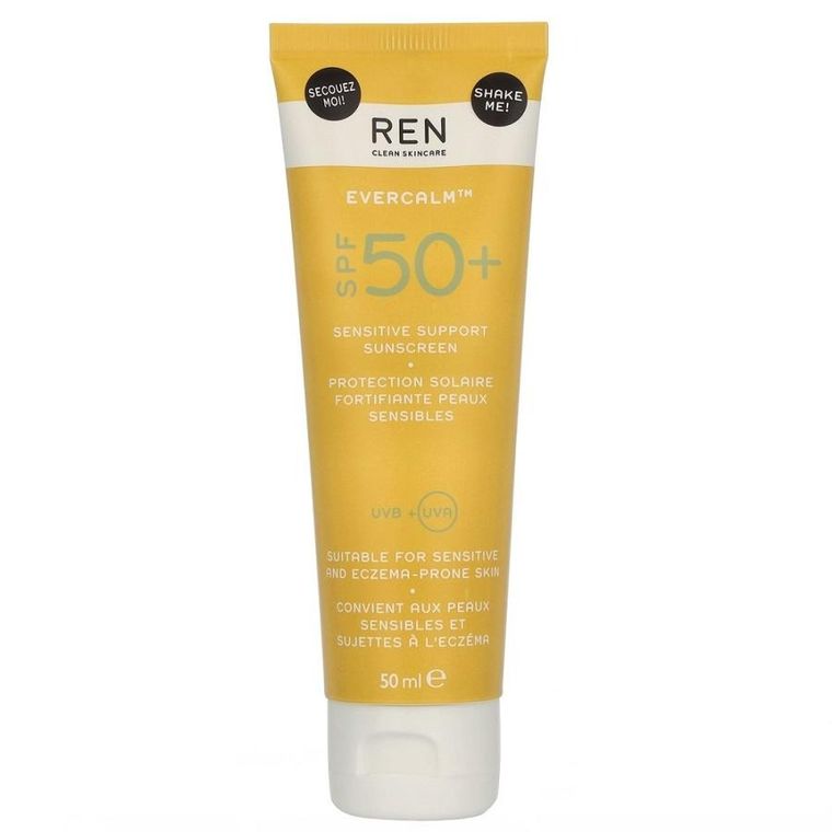 REN, Evercalm Sensitive Support Sunscreen SPF50+, delikatny krem przeciwsłoneczny, 50 ml