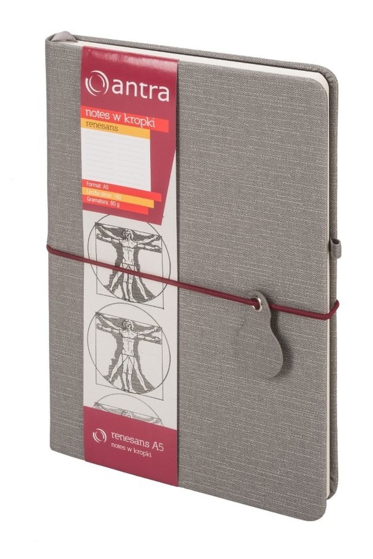 Renesans, notes A5, w kropki, szary, 1 szt.
