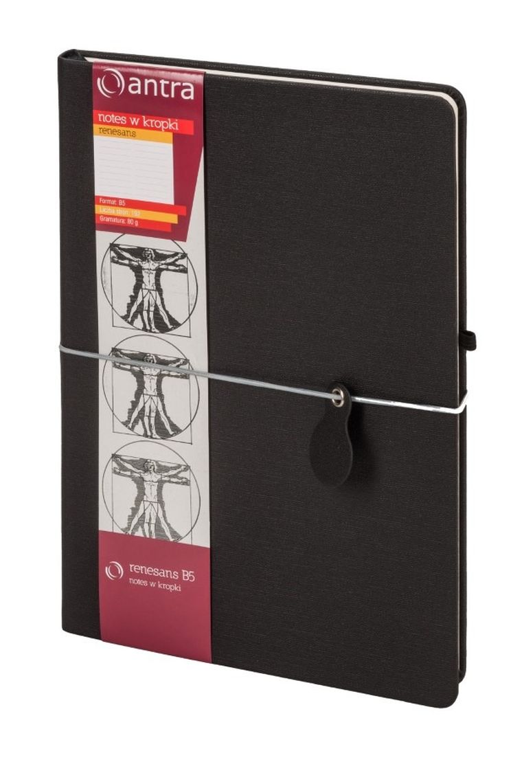 Renesans, notes B5, w kropki, czarny, 1 szt.