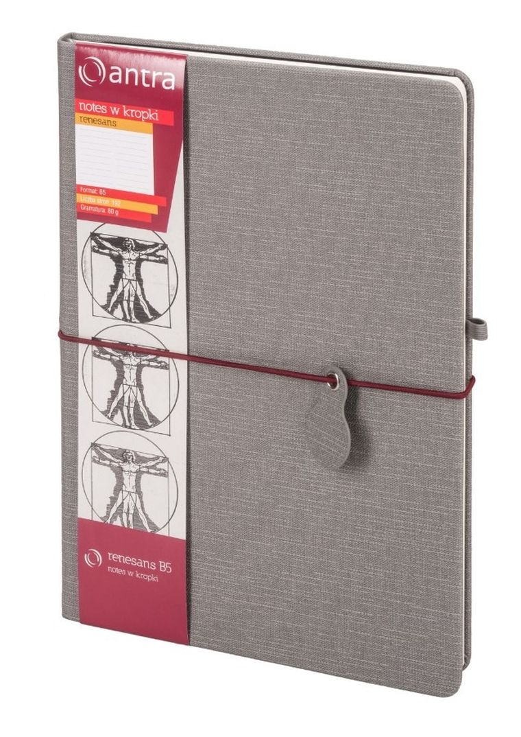 Renesans, notes B5, w kropki, szary, 1 szt.