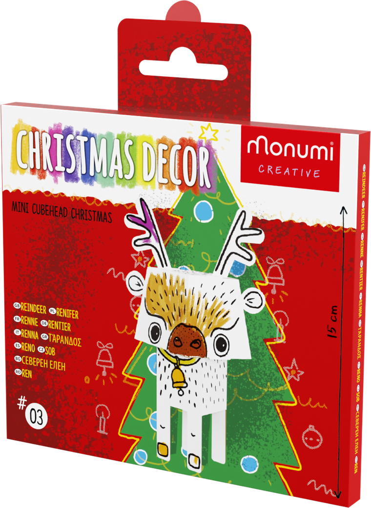 Renifer. Kolorowanka 3D. Mini Cubehead Christmas