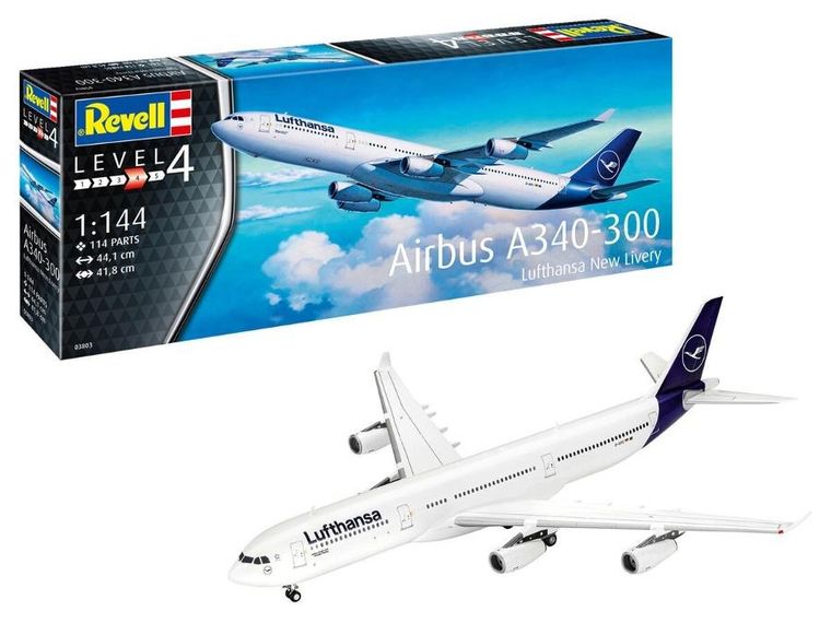 Revell, Airbus A340-300 'Lufthansa' New Livery, samolot, model do sklejania, 1:144