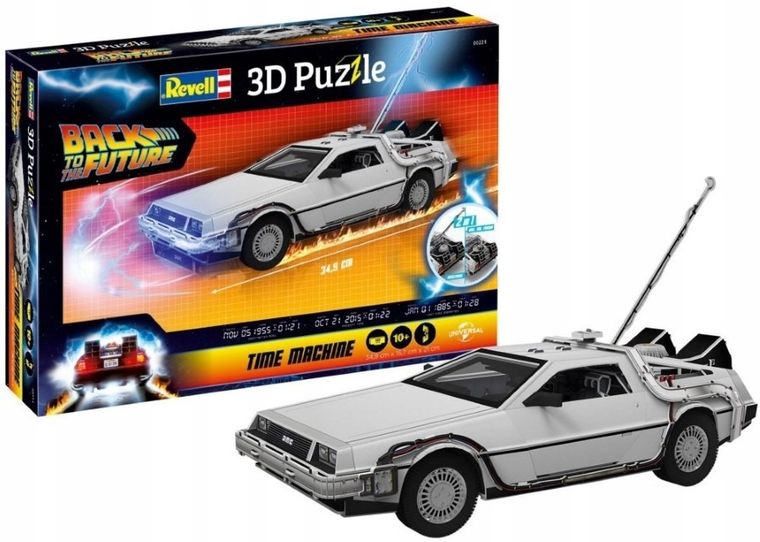 Revell, Back to the Future, Time Machine De Lorean, puzzle 3D, 157 elementów