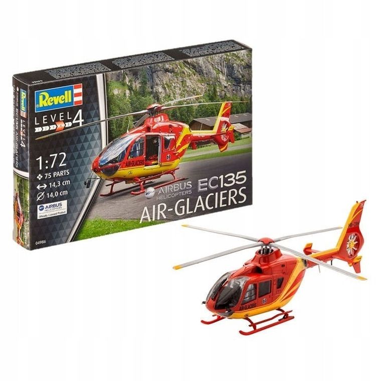 Revell, EC135 Air-Glaciers, helikopter ratunkowy do sklejania, 1:72