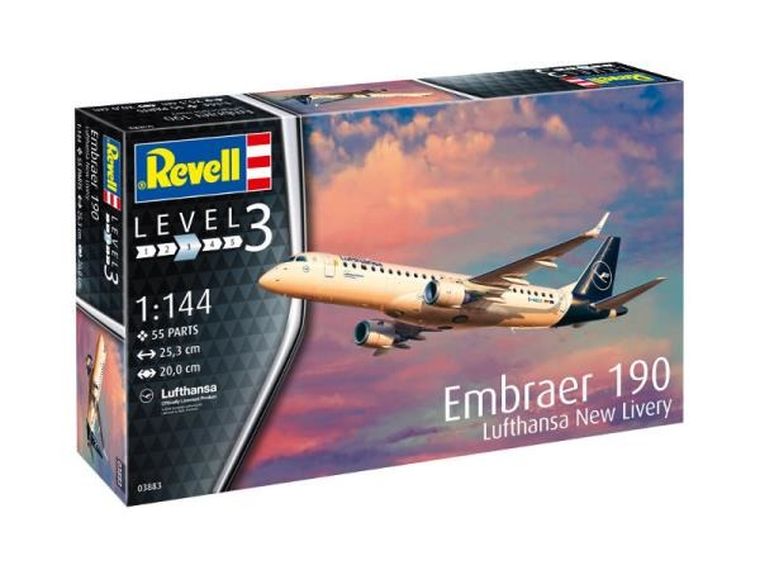 Revell, Embraer 190 Lufthansa New Liver, samolot, model do sklejania, skala 1:144