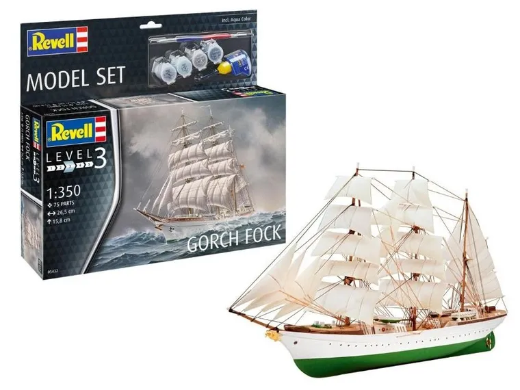 Revell, Gorch Fock, model statku do składania z farbkami, 1:350